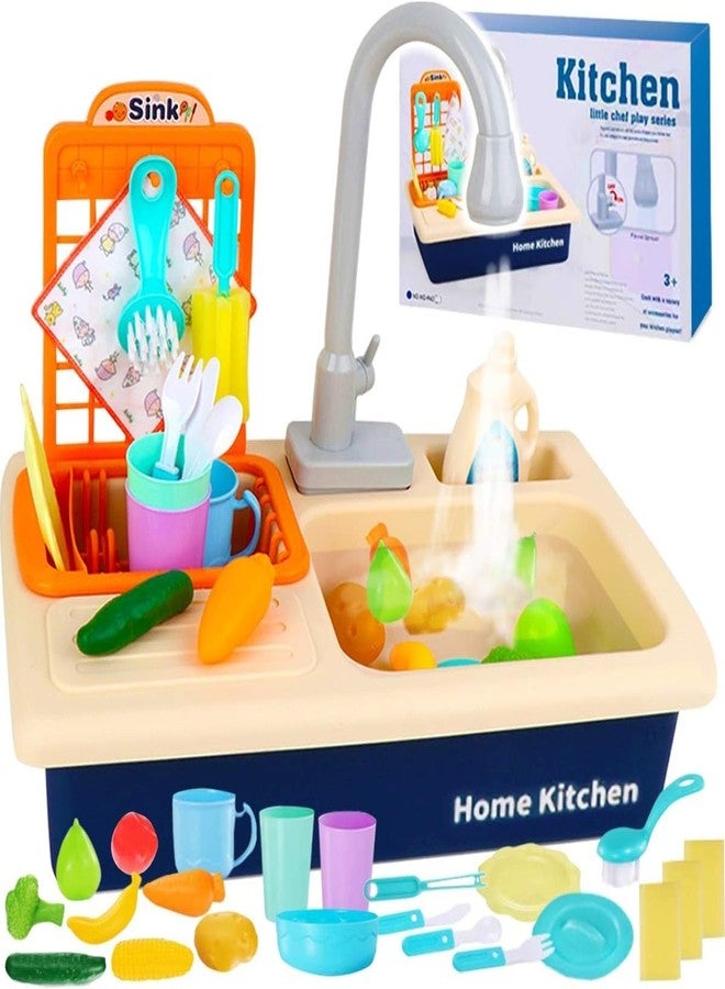 TEMSON Play Kitchen Dishwasher Toy with Running Water,Automatic Faucets and Tableware Accessories,Role Play Kitchen Sink Play Set(Multicolor) - Image 5